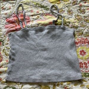 aerie Gray Ribbed Cropped Cami